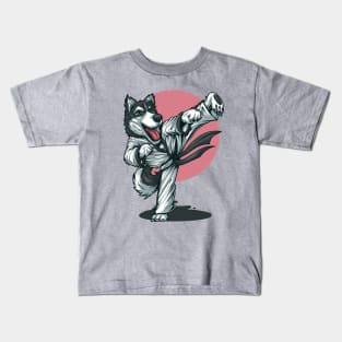 Husky Dog Karate Kids T-Shirt